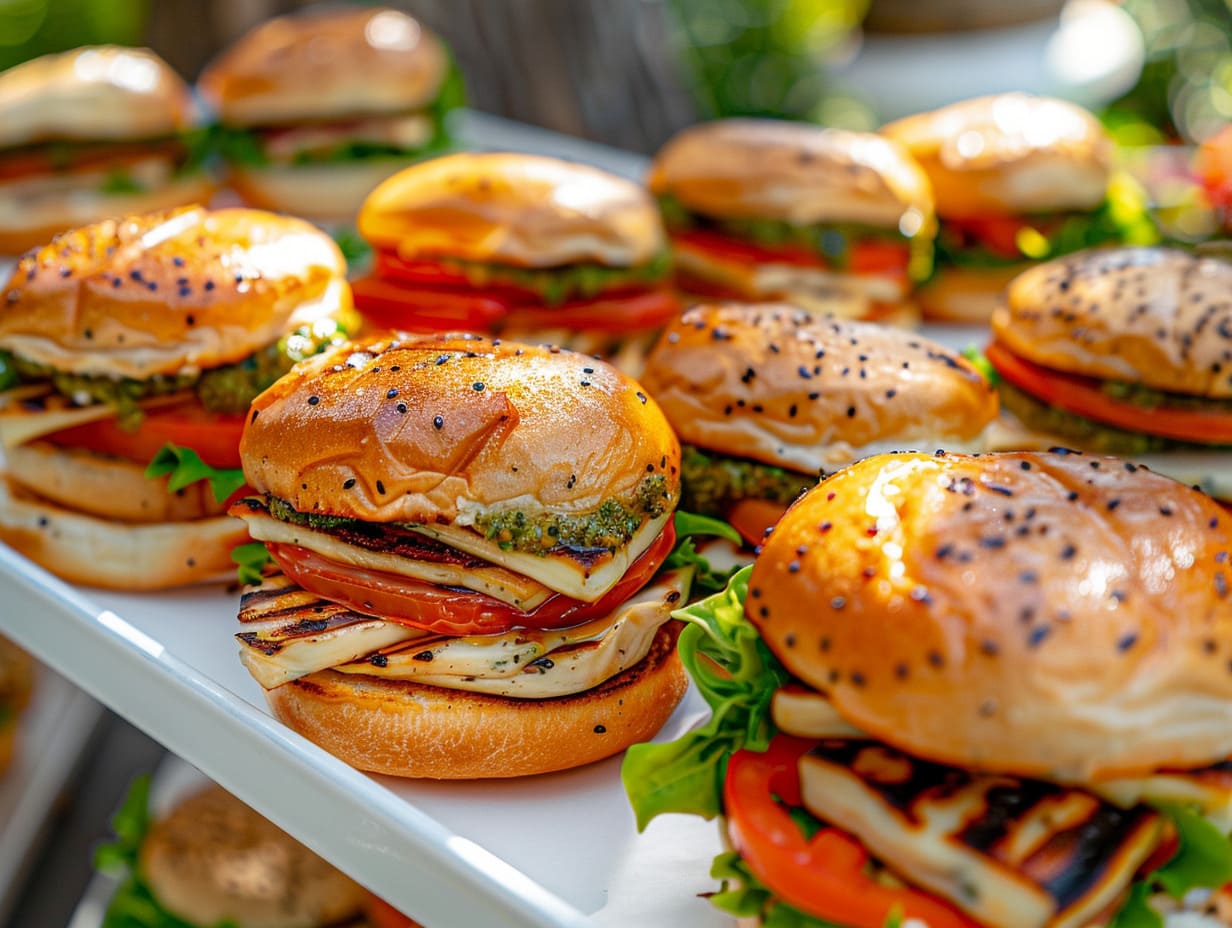 Grillkäse-Burger mit Tomaten & Pesto