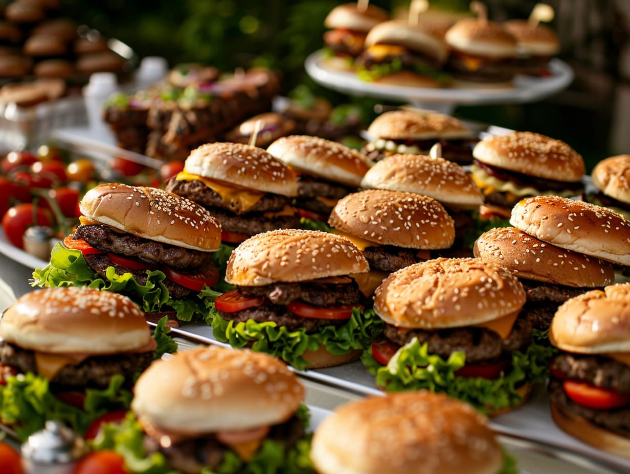 BBQ-Burger – saftiger Eventburger mit frischen Toppings und rauchiger BBQ-Soße fürs Catering