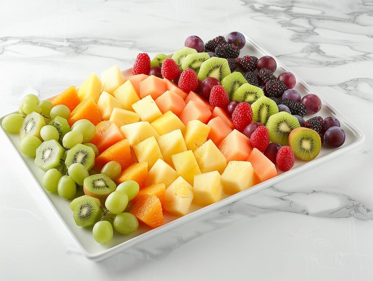Obstplatte – frisches, buntes Obst in mundgerechten Stücken für Buffets, Events und Catering