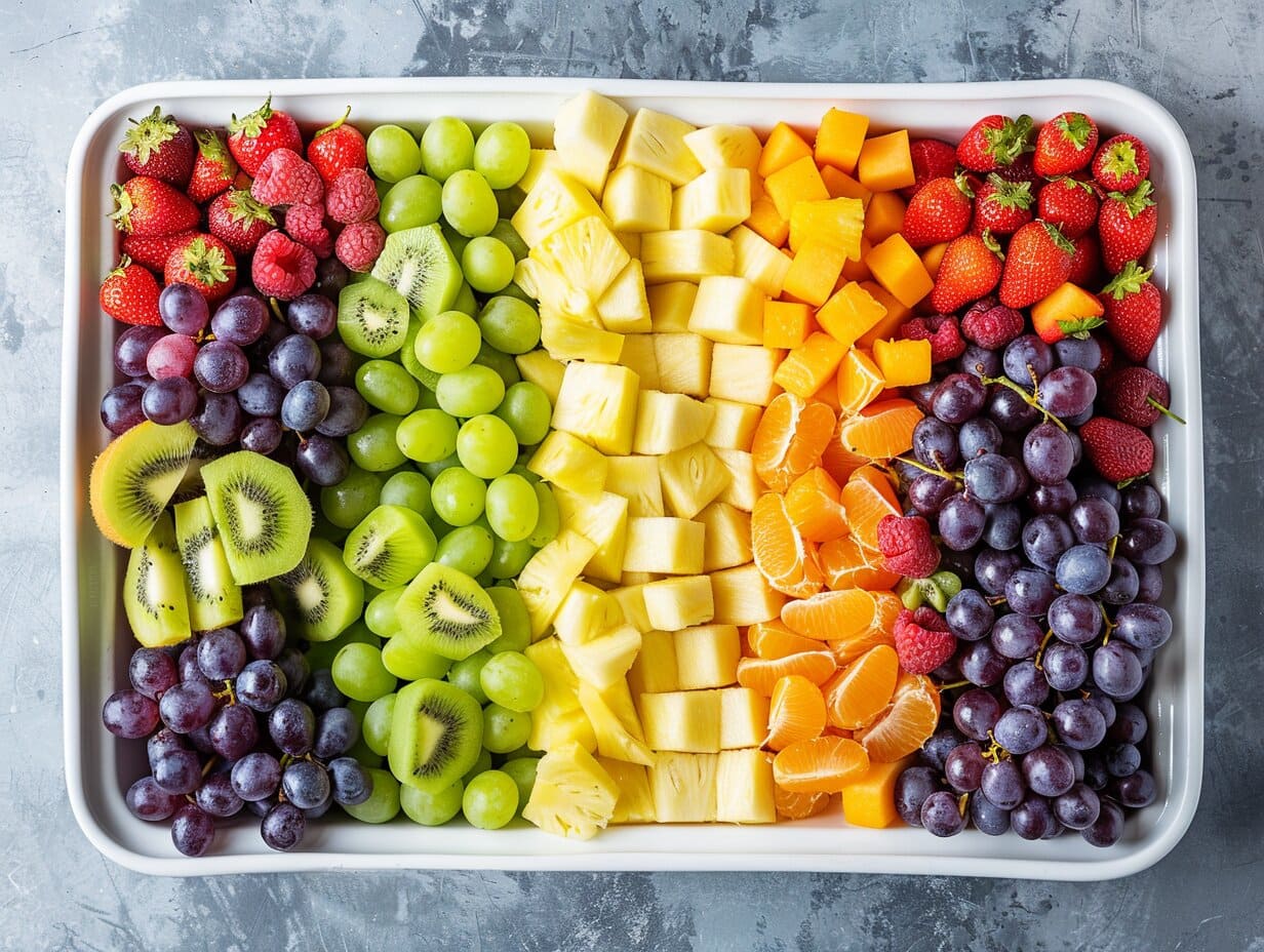Obstplatte – frisches, buntes Obst in mundgerechten Stücken für Buffets, Events und Catering
