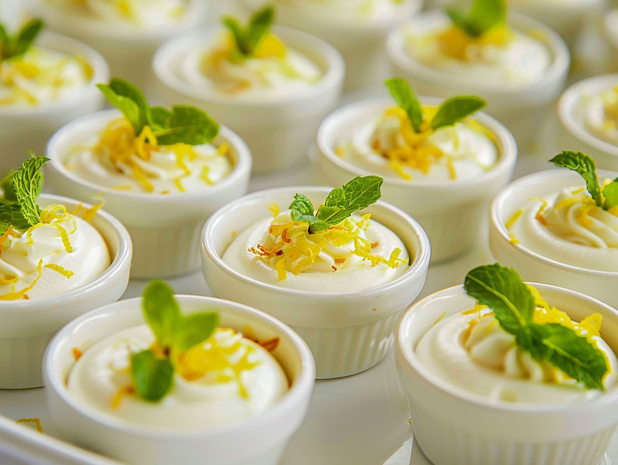 Zitronen-Minz-Quark – erfrischendes Dessert mit Zitronenquark und Minze für Buffets und Sommer-Caterings