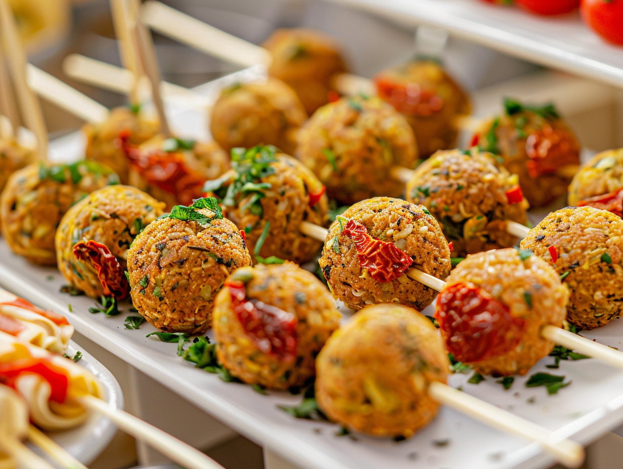 Falafelspieße mit getrockneter Tomate