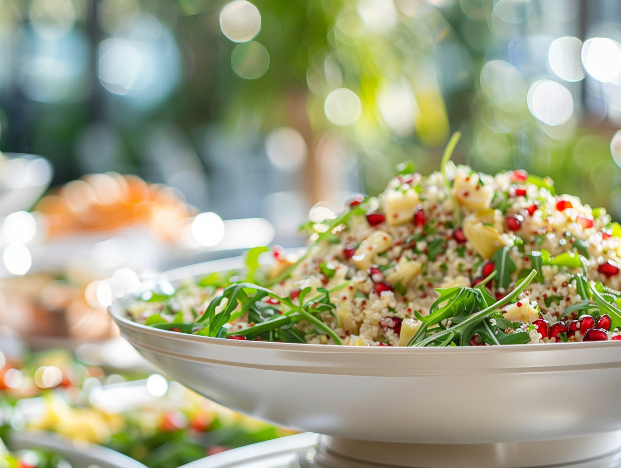 Quinoa-Salat mit Rucola, Artischocken und Granatapfel