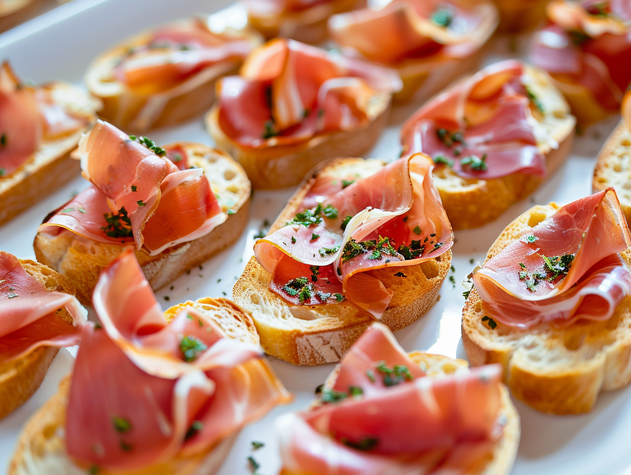 Canapés mit Serranoschinken