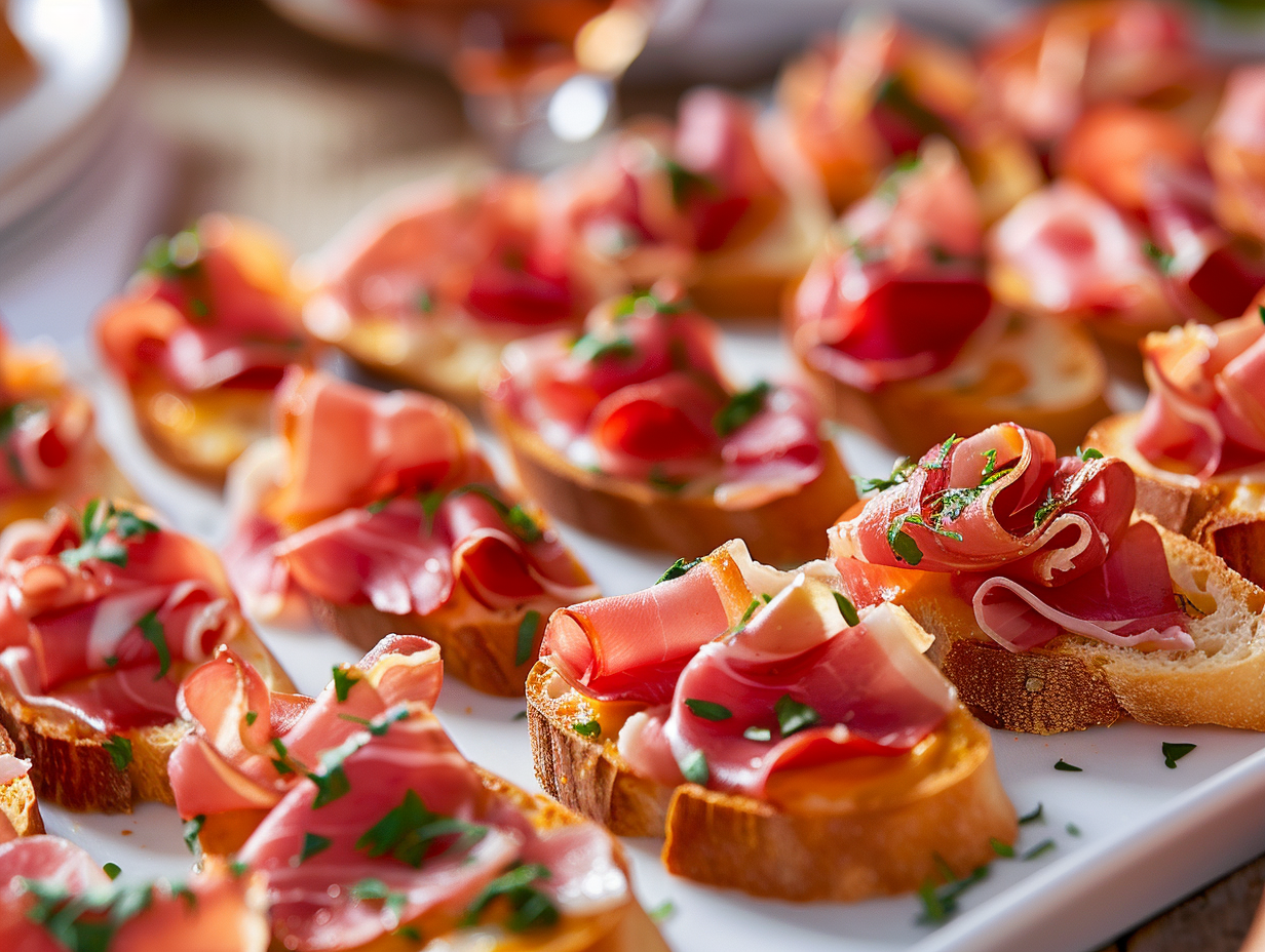 Canapés mit Serranoschinken