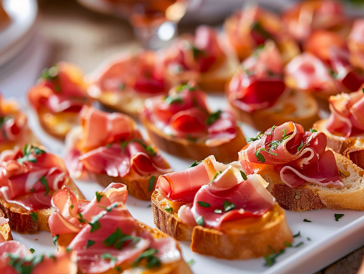 Canapés mit Serranoschinken