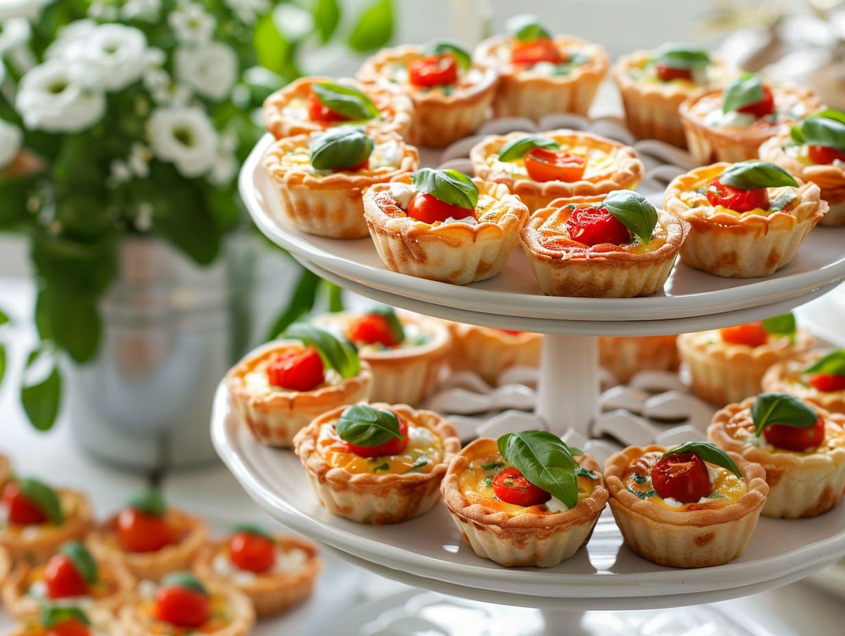 Mini-Quiche mit Tomate-Ziegenkäse-Basilikum