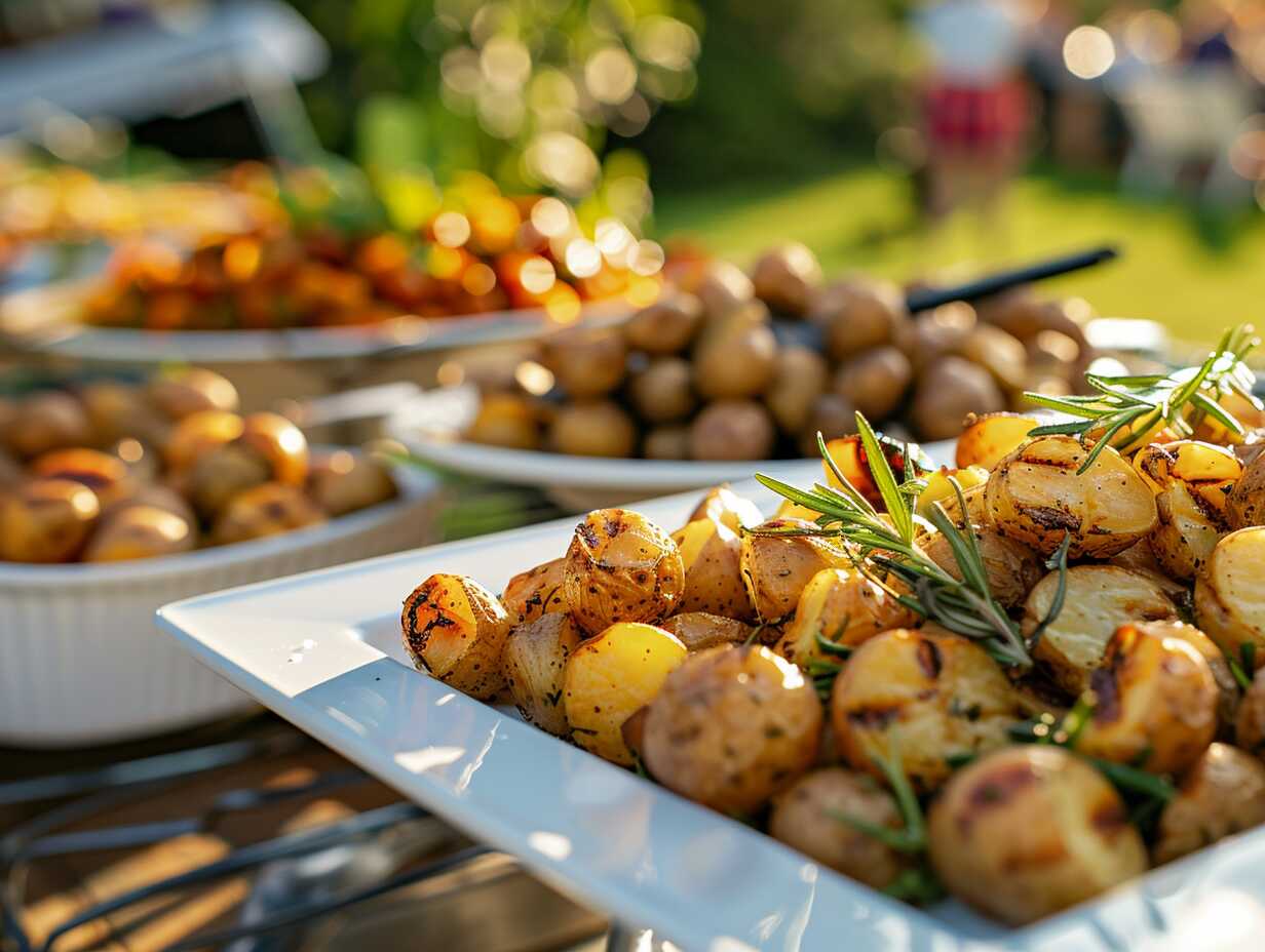 Goldbraune Grillkartoffeln als warme Beilage für Buffets und Grillcaterings