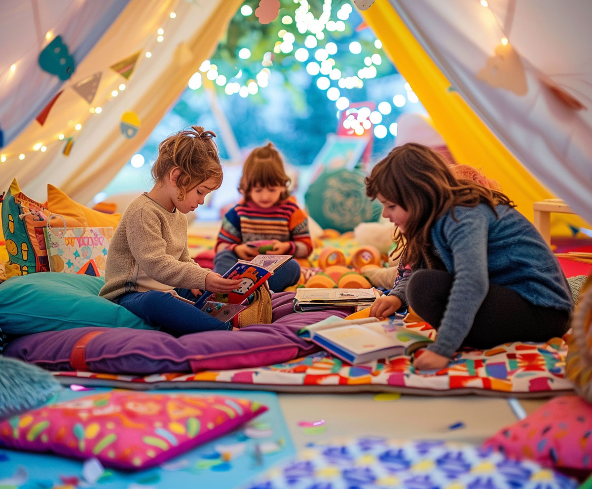 Professionelle Kinderbetreuung bei einem Event mit Spiel- und Bastelangebot