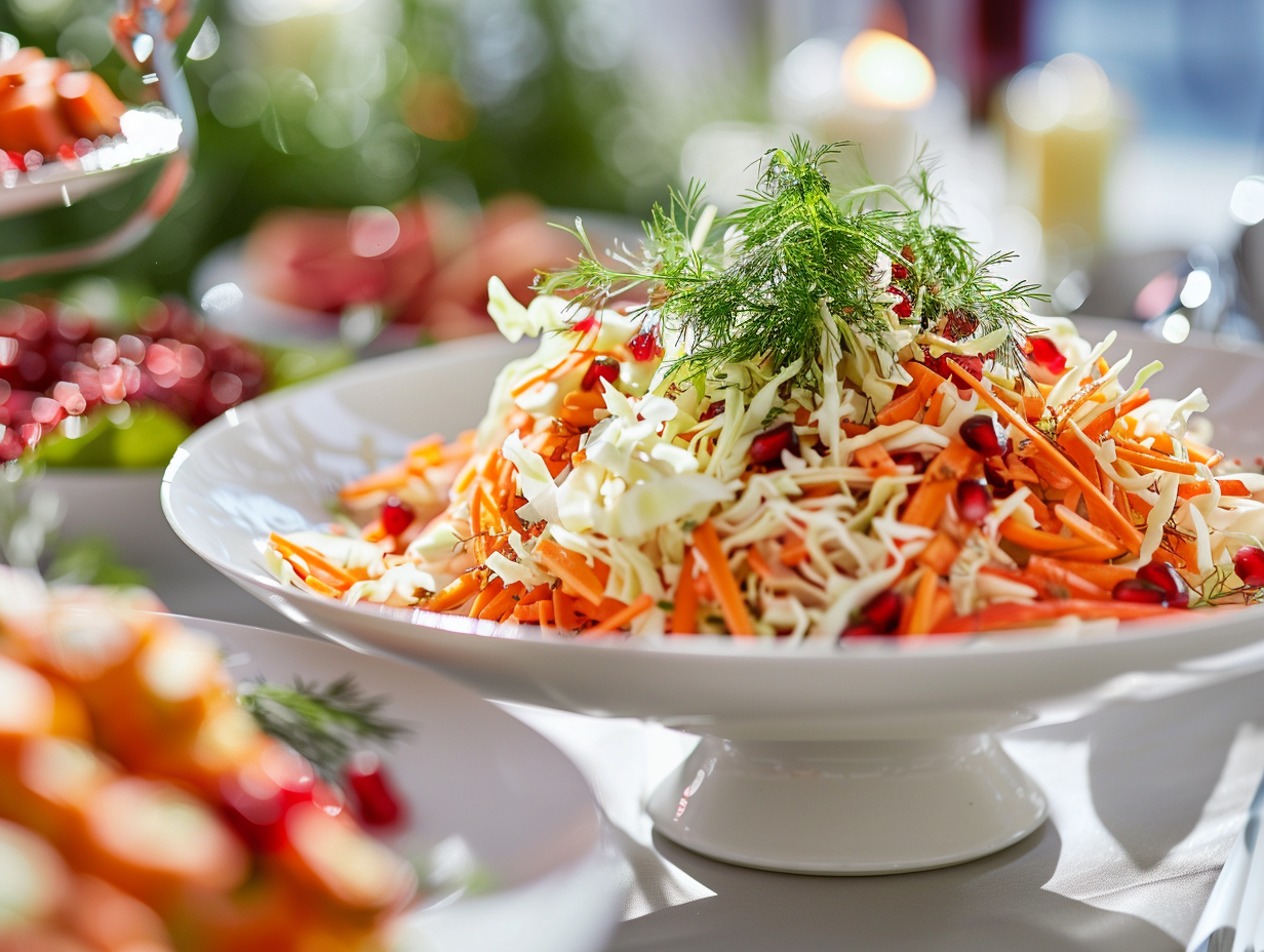 Granatapfel-Spitzkohlsalat mit Karotten und Dill