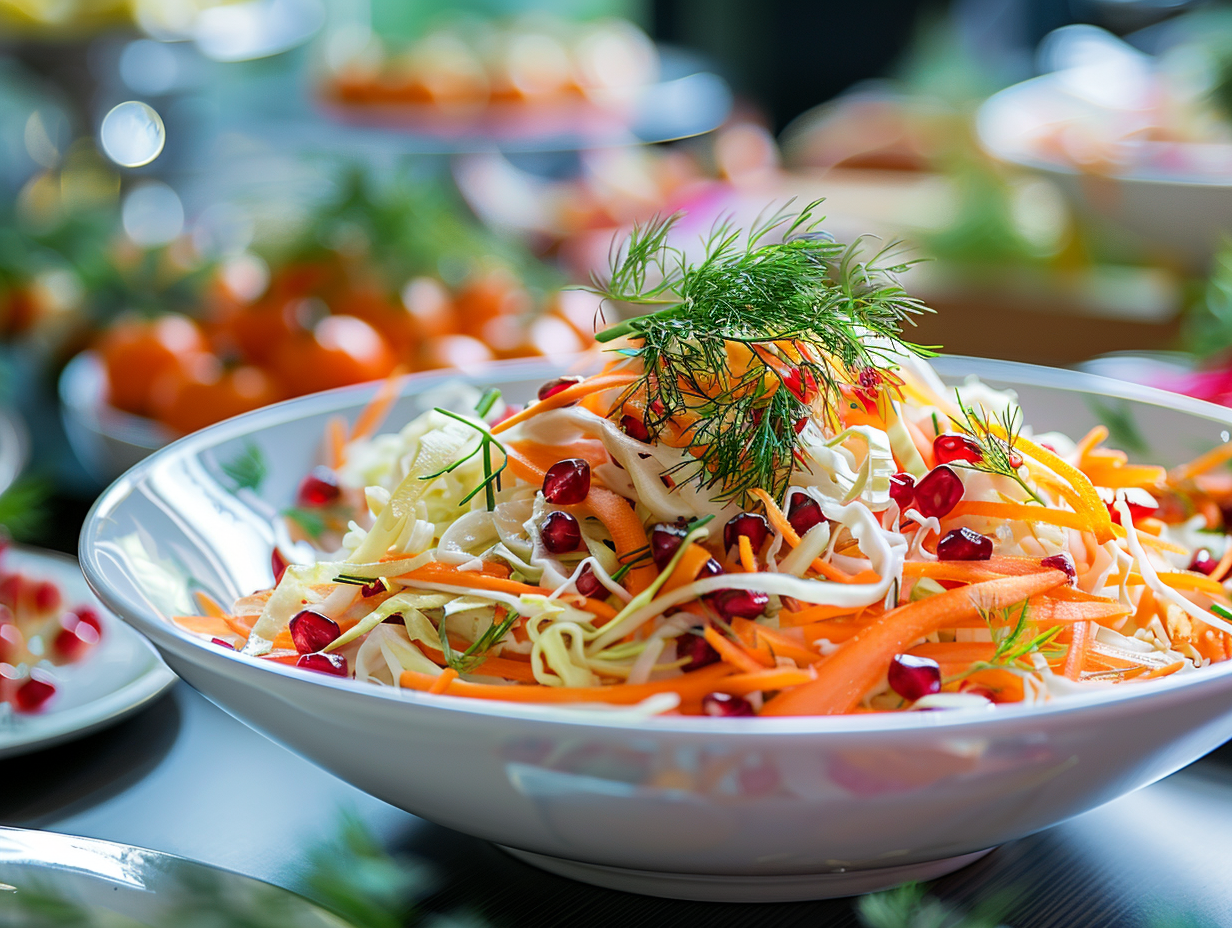 Granatapfel-Spitzkohlsalat mit Karotten und Dill