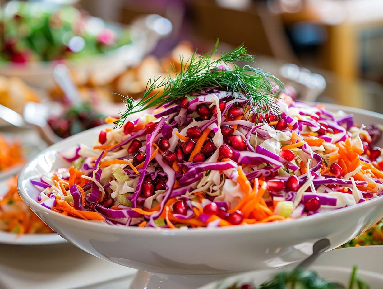 Granatapfel-Spitzkohlsalat mit Karotten und Dill