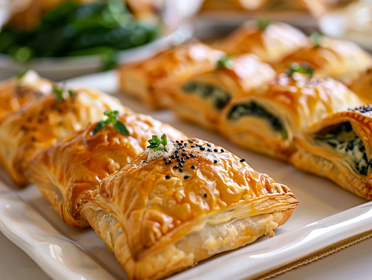 Blätterteigtaschen mit Spinat und Käse