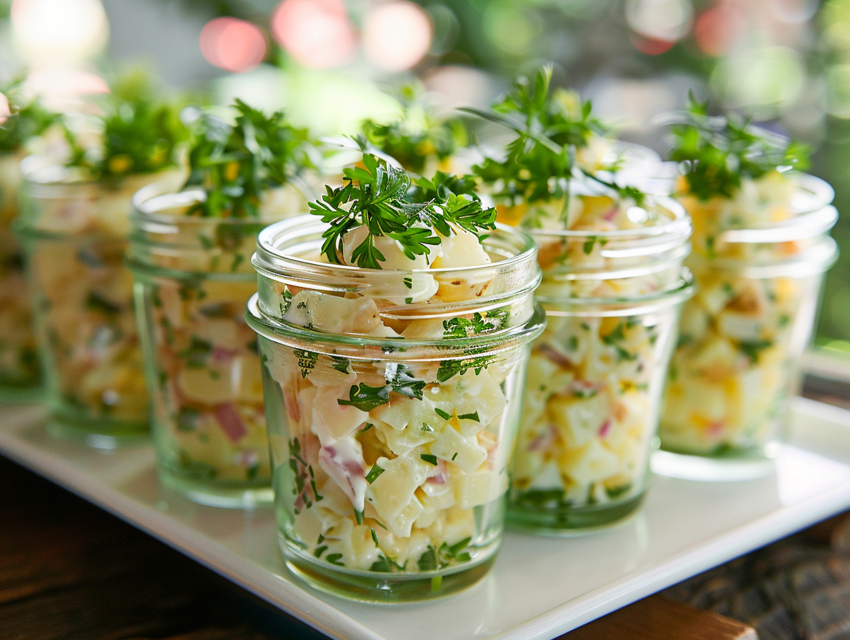 Hausgemachter Kartoffelsalat mit Ei und Mayonnaise
