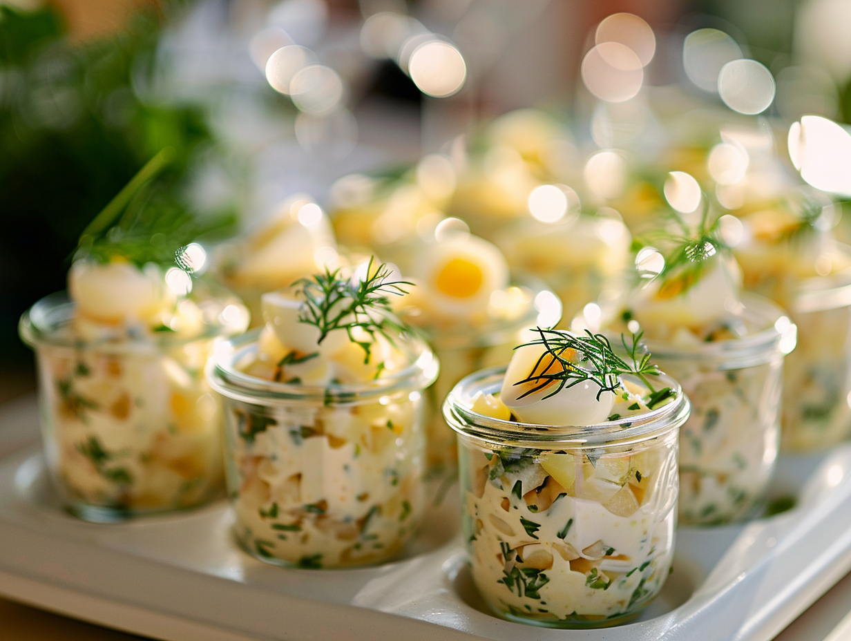 Hausgemachter Kartoffelsalat mit Ei und Mayonnaise