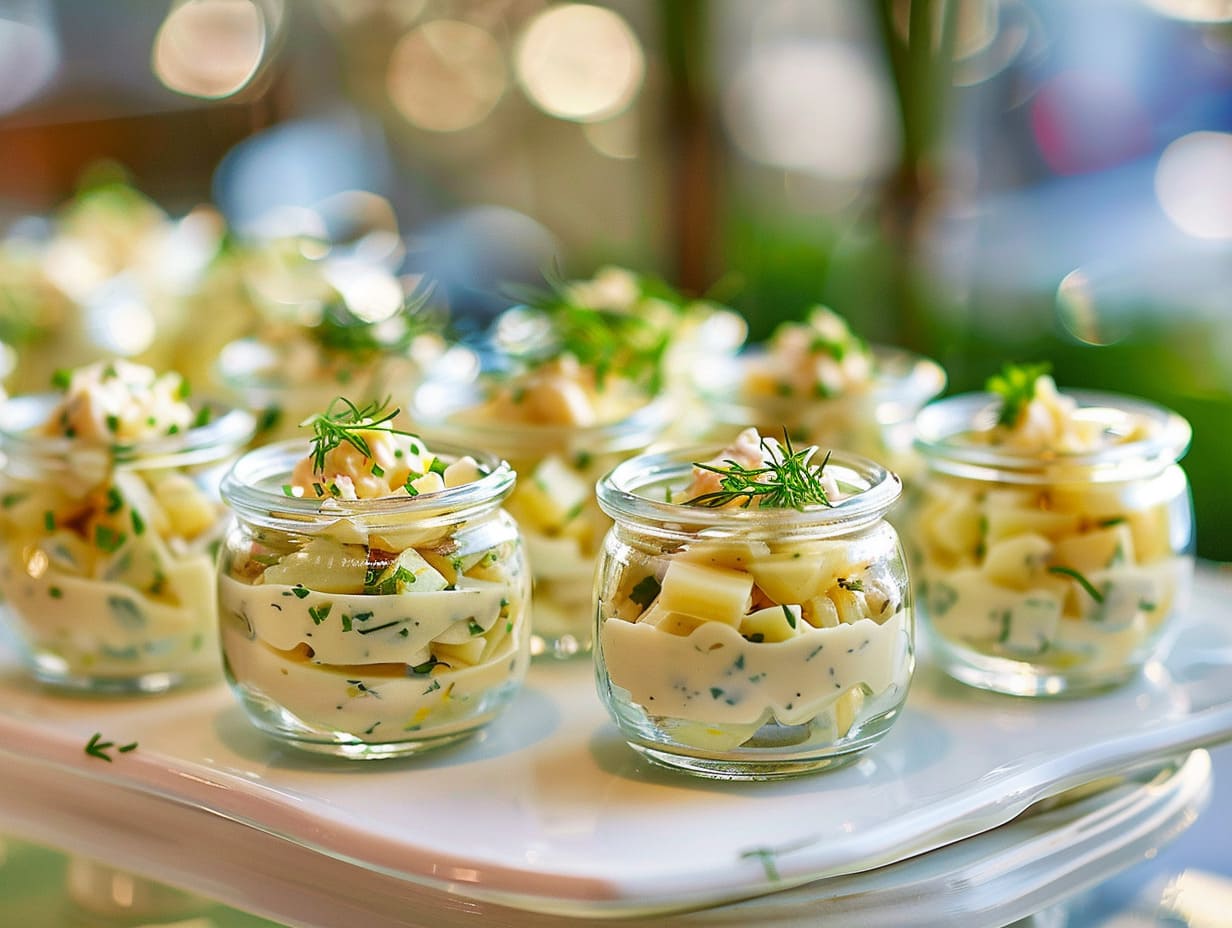 Hausgemachter Kartoffelsalat mit Ei und Mayonnaise