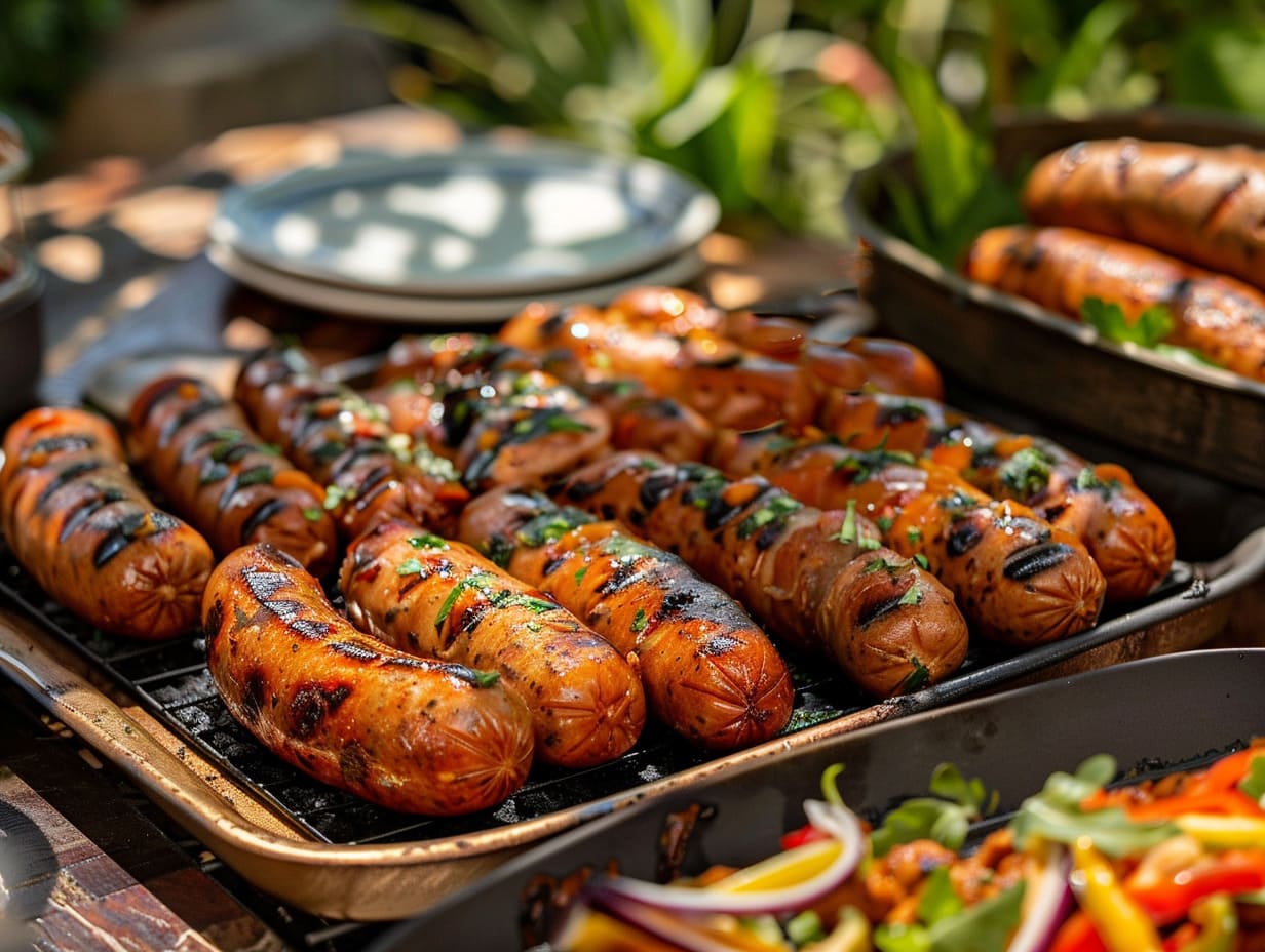 Vegane Bratwurst als pflanzliche Alternative für Grillfeste und Catering