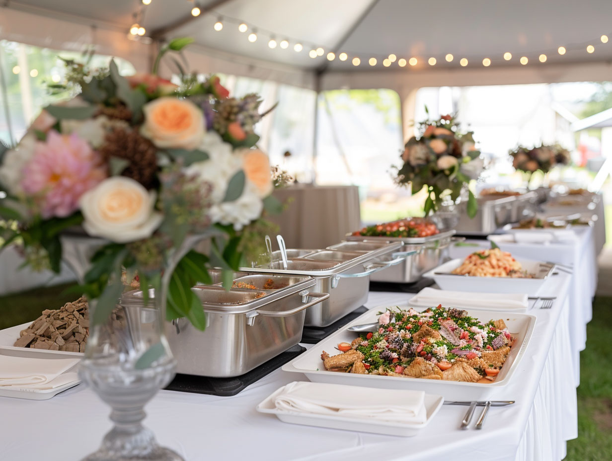 Cateringpaket 'Buffet Classic' mit Vorspeisen, Hauptgerichten und Dessert